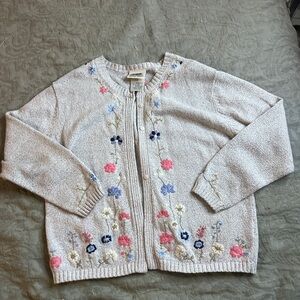 Northern Reflections Floral Embroidered Cardigan Size M Fairy Garden Cottage